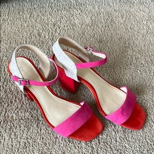 Calvin Klein Verla Kid Suede Heels Women’s 8.5 Square Toe Sandals Office Career